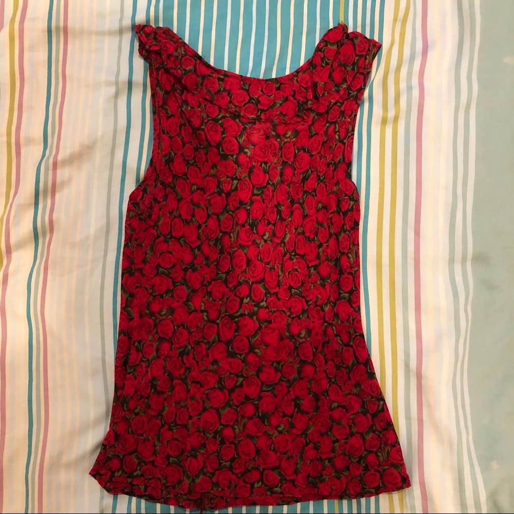 SAY Floral Rose Print 2-Piece Set: Ruffle Blouse & Tulip Midi Skirt - Size S / 2 - Picture 10 of 14